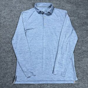 Johnnie-O Featherweight Polo Shirt Mens Medium Blue Long Sleeve Golf Performance